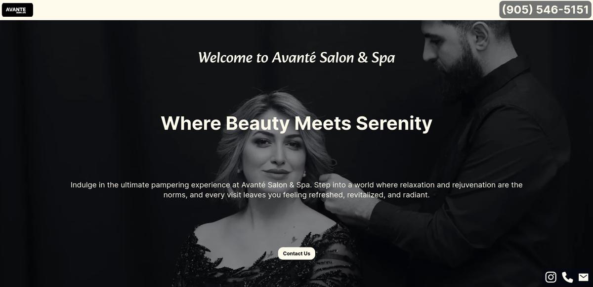 Web Development Hamilton Portfolio Item Image | Avante Salon & Spa